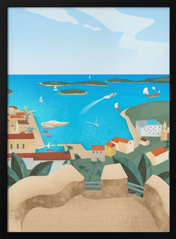 Affiche - Hvar Island cadre de poster en bois foncé