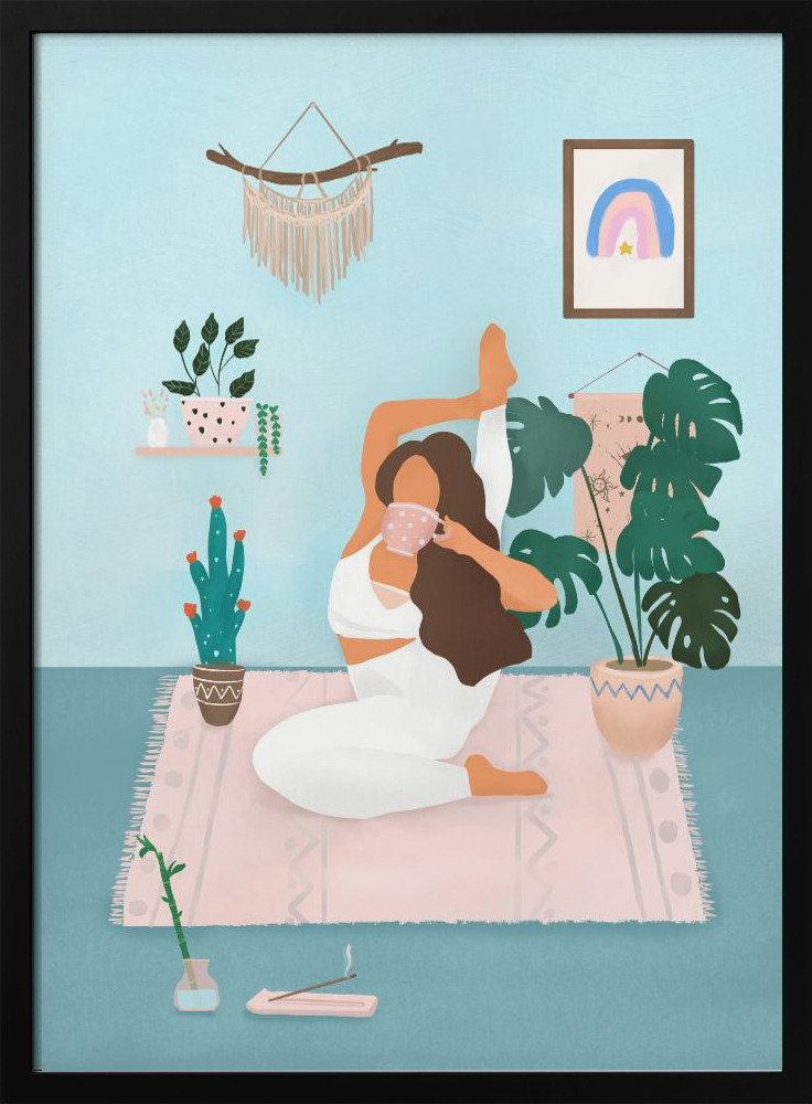 Poster - Yoga Time dark wood poster frame