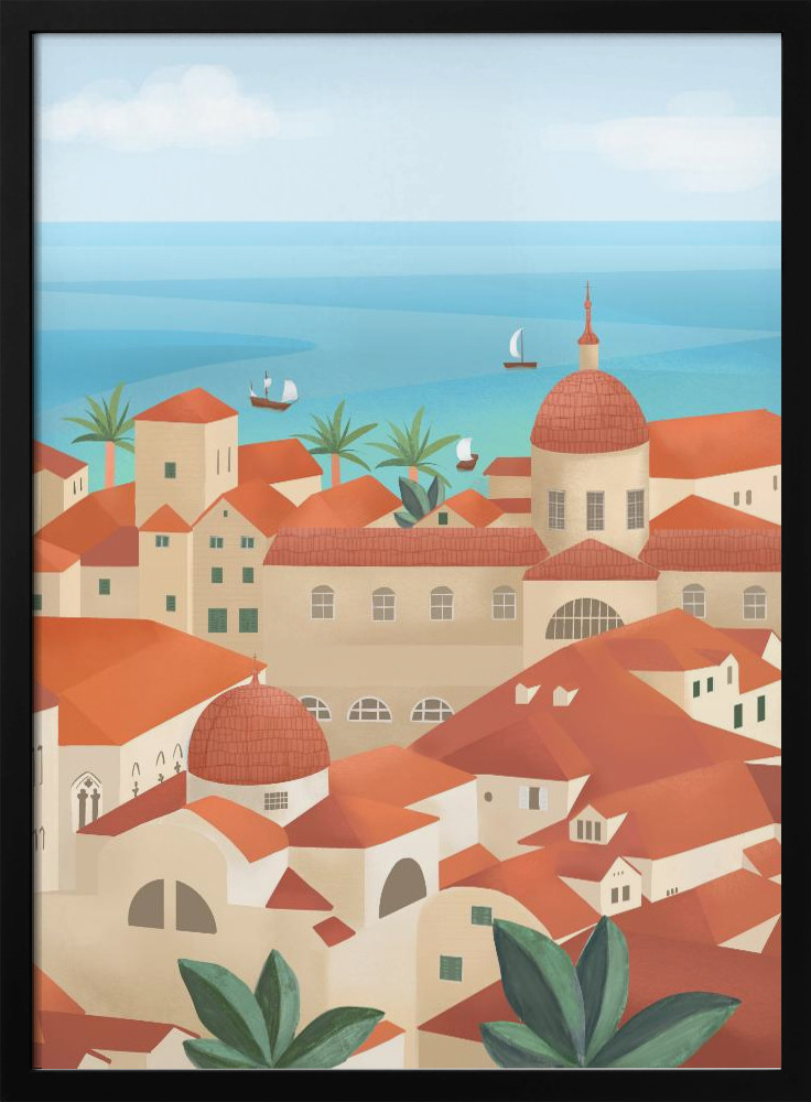 Poster - Dubrovnik Old Town dark wood poster frame