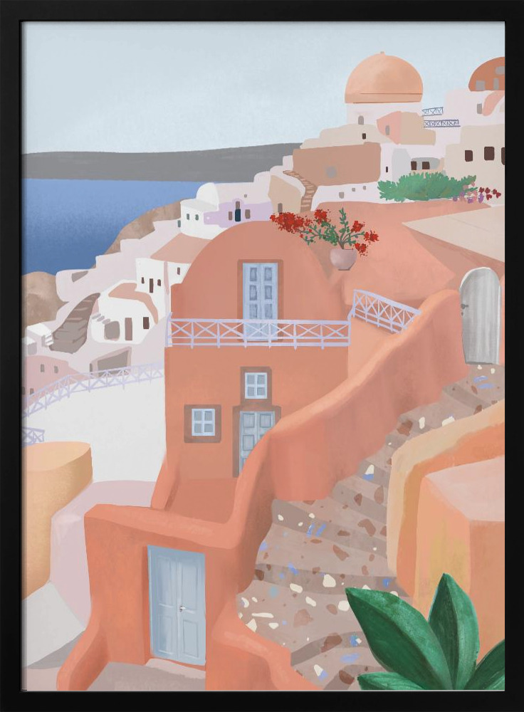 Poster - Santorini dark wood poster frame