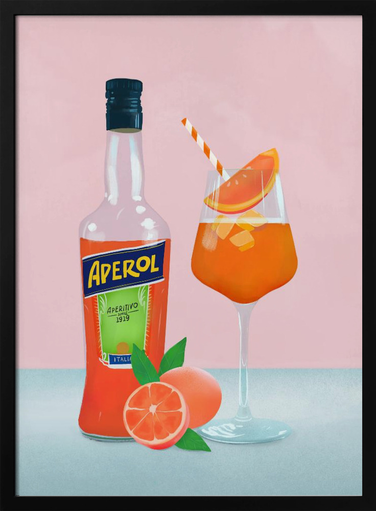 Poster - Aperol Spritz dark wood poster frame