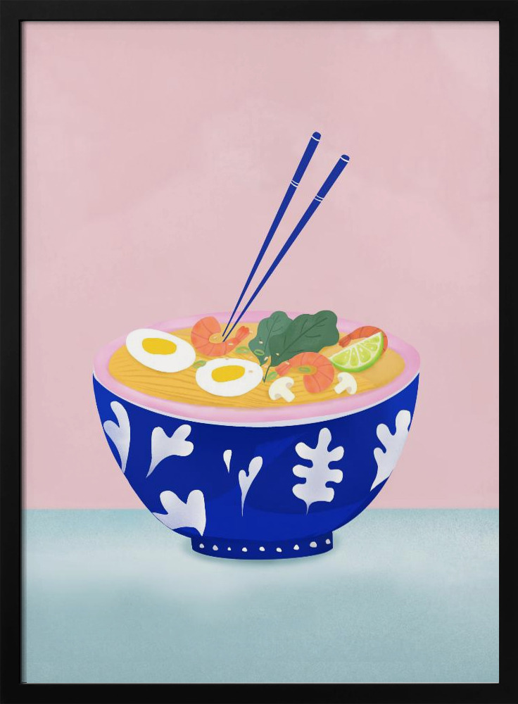Poster - Ramen Bowl dark wood poster frame