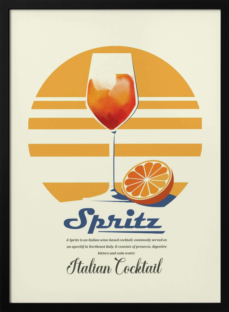 Plakat - Spritz summer print ramka na plakat z ciemnego drewna