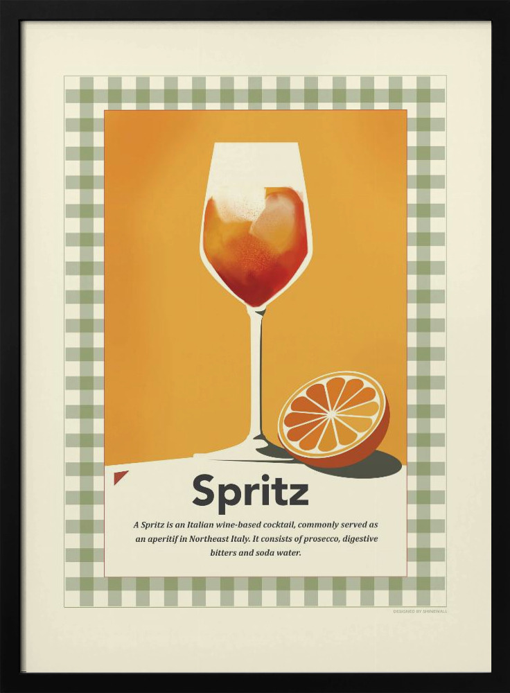 Poster - Spritz retro print dark wood poster frame