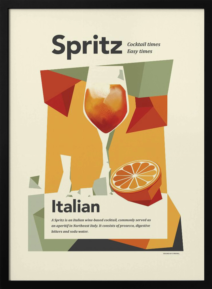 Poster - Aperol spritz print posterframe van donker hout