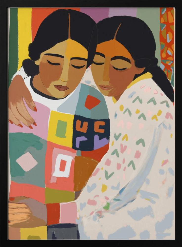 Plakat - Warm Hug ramka na plakat z ciemnego drewna