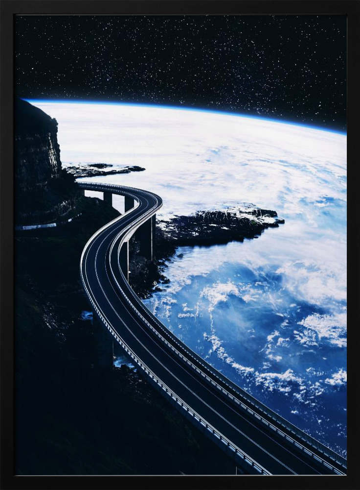 Poster - Road To Infinity dark wood poster frame