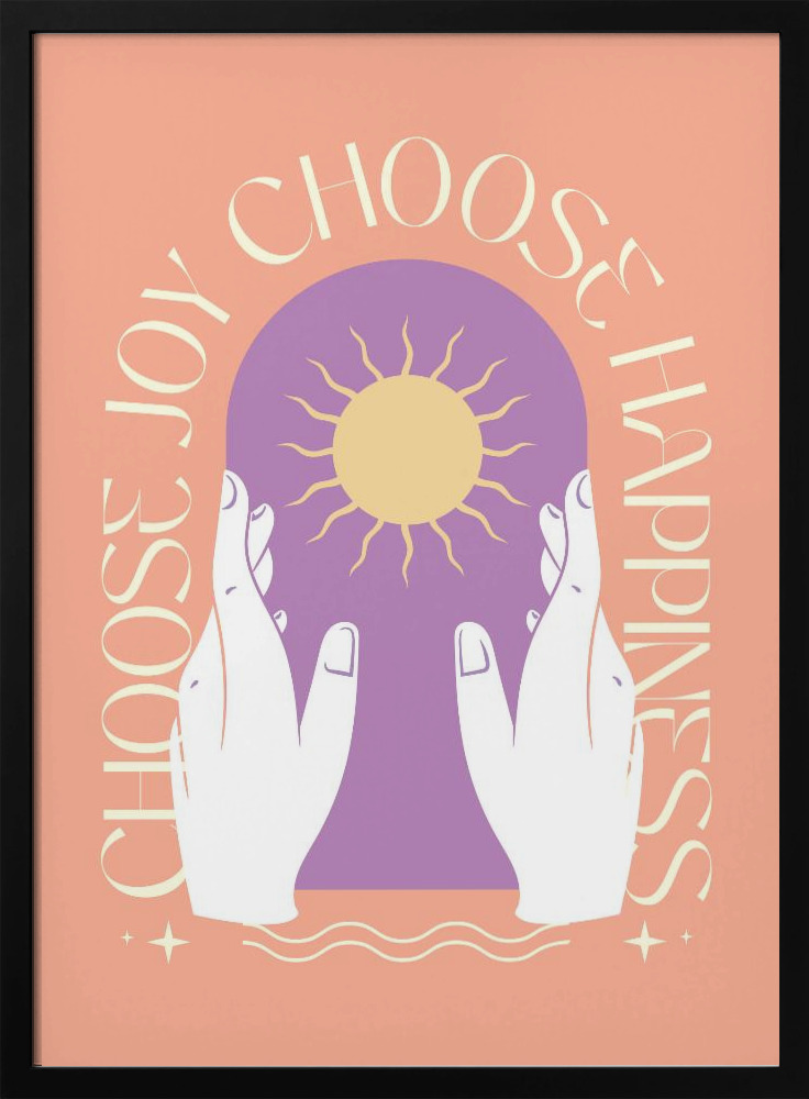 Affiche - Choose Joy Choose Happiness cadre de poster en bois foncé