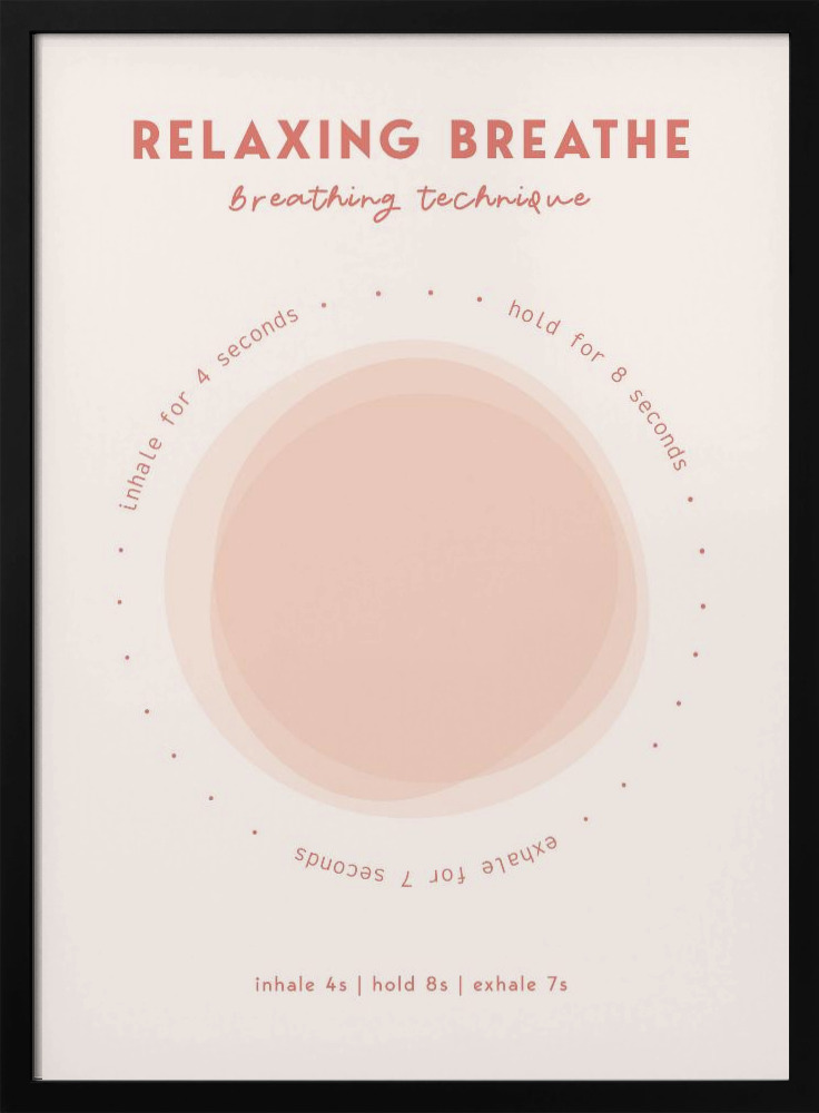 Plakat - Relaxing Breathe ramka na plakat z ciemnego drewna