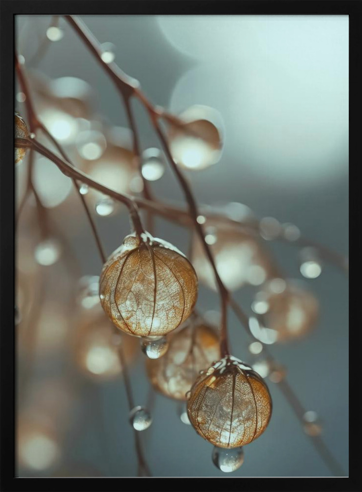 Poster - Tiny Glass Berries No 2 dark wood poster frame