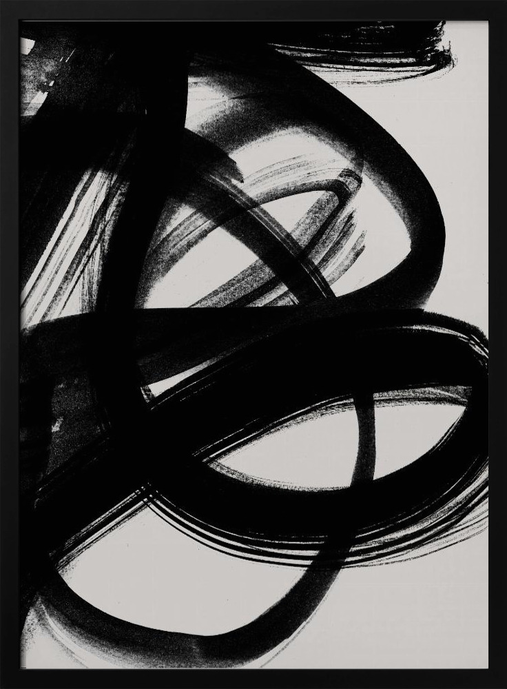 Poster - Abstract Brush Strokes 5 A1 dark wood poster frame