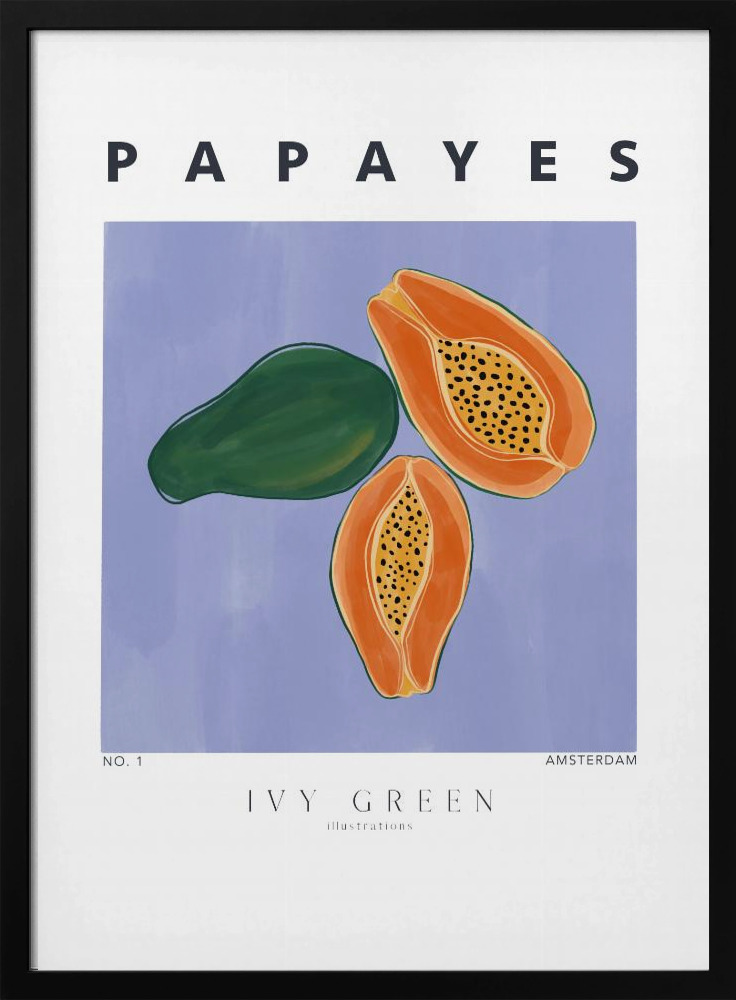 Plakat - Papayes ramka na plakat z ciemnego drewna