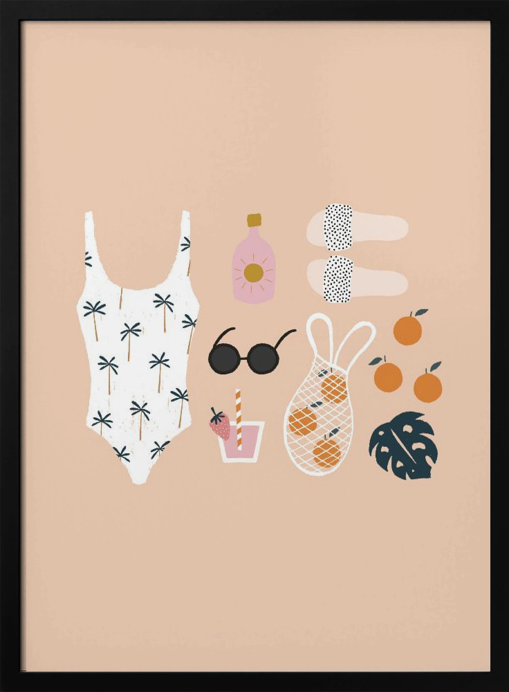 Poster - One Day Vacay dark wood poster frame