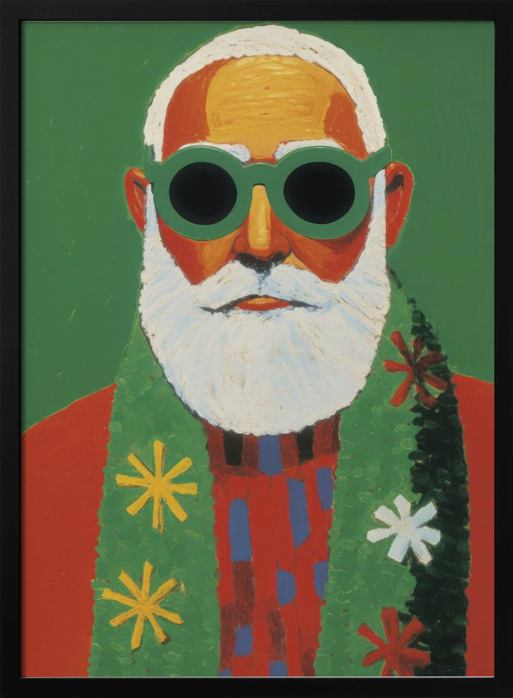 Affiche - Holiday Santa cadre de poster en bois foncé