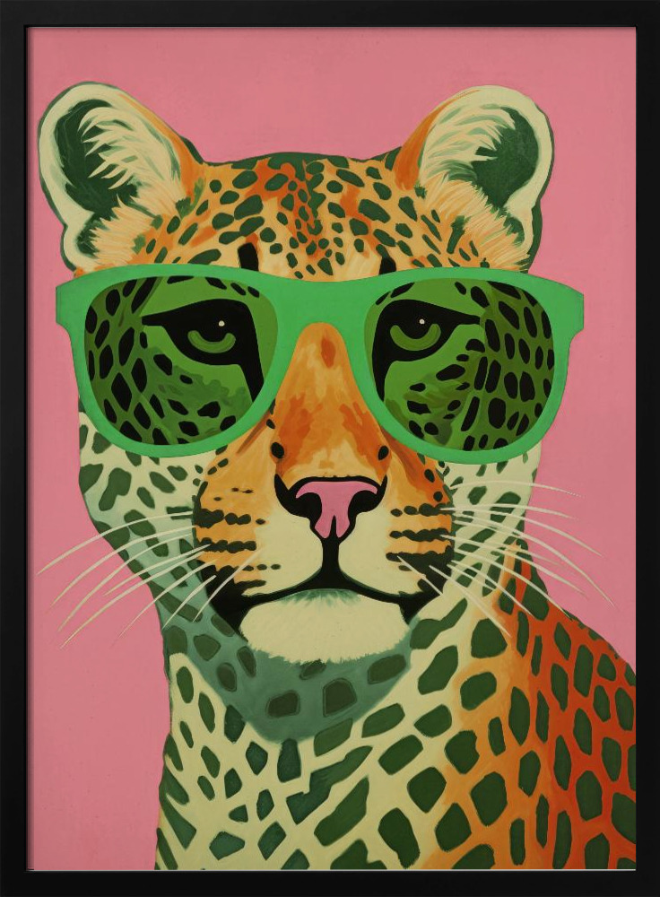 Poster - Leo With Glasses dark wood poster frame