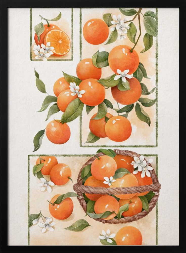Poster - Orange Blossom Lock dark wood poster frame