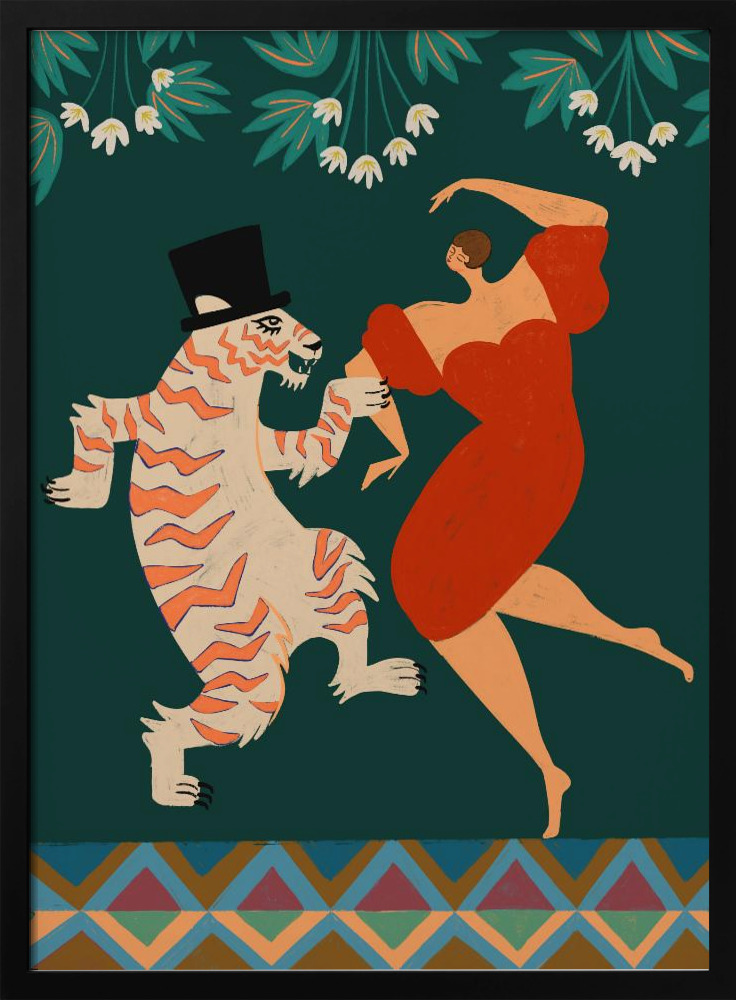 Poster - A Date With a Wild Cat dark wood poster frame