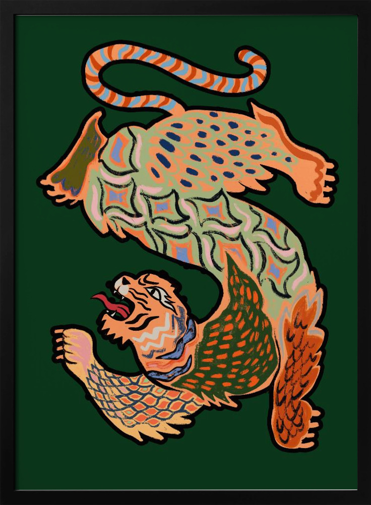 Plakat - Asiantiger Green ramka na plakat z ciemnego drewna
