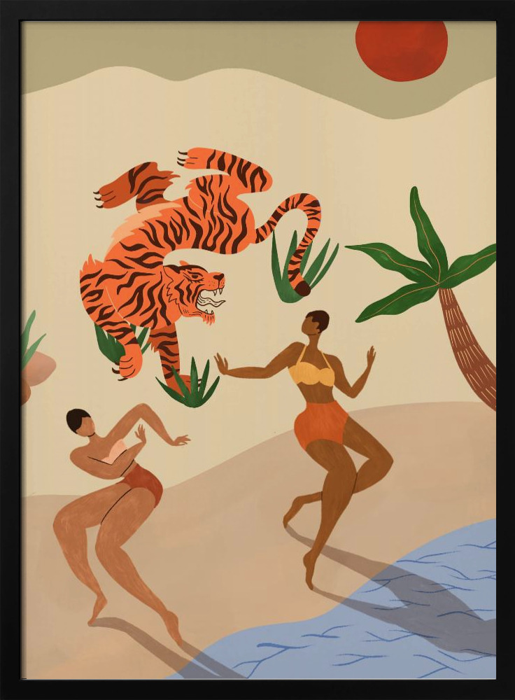 Poster - Dancing Tiger dark wood poster frame