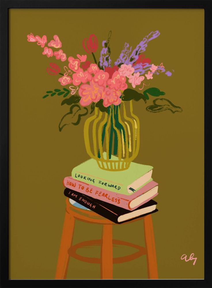 Poster - Floral Vase dark wood poster frame