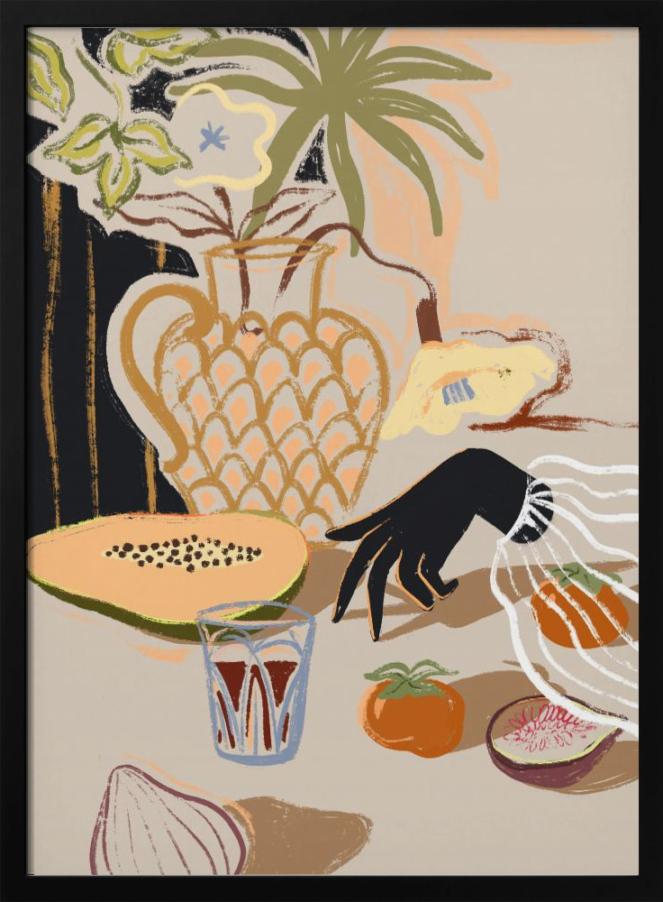 Poster - Fruitful Spread dark wood poster frame