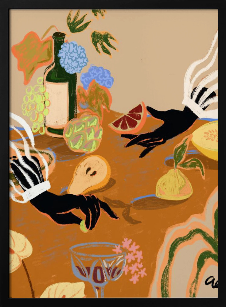 Poster - Handful of Love dark wood poster frame
