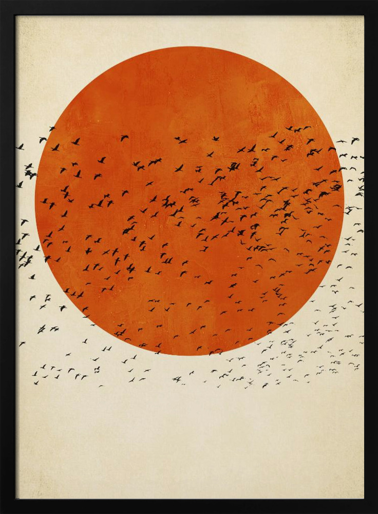 Poster - Birds In the Sun dark wood poster frame