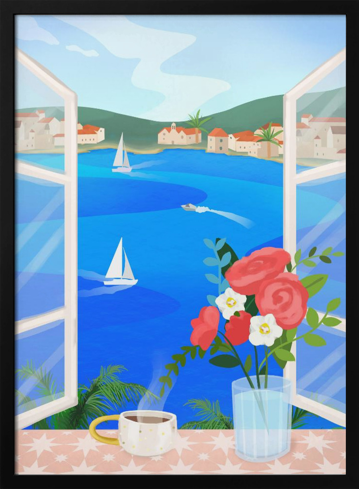 Plakat - Island View dark wood poster frame