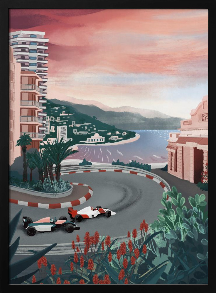 Plakat - Monaco Circuit dark wood poster frame