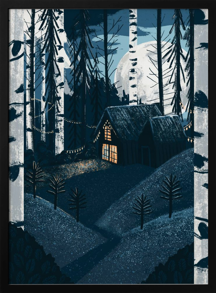 Plakat - Christmas Cabin dark wood poster frame