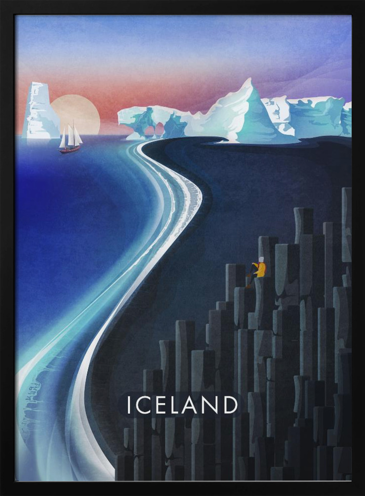 Plakat - Iceland V dark wood poster frame