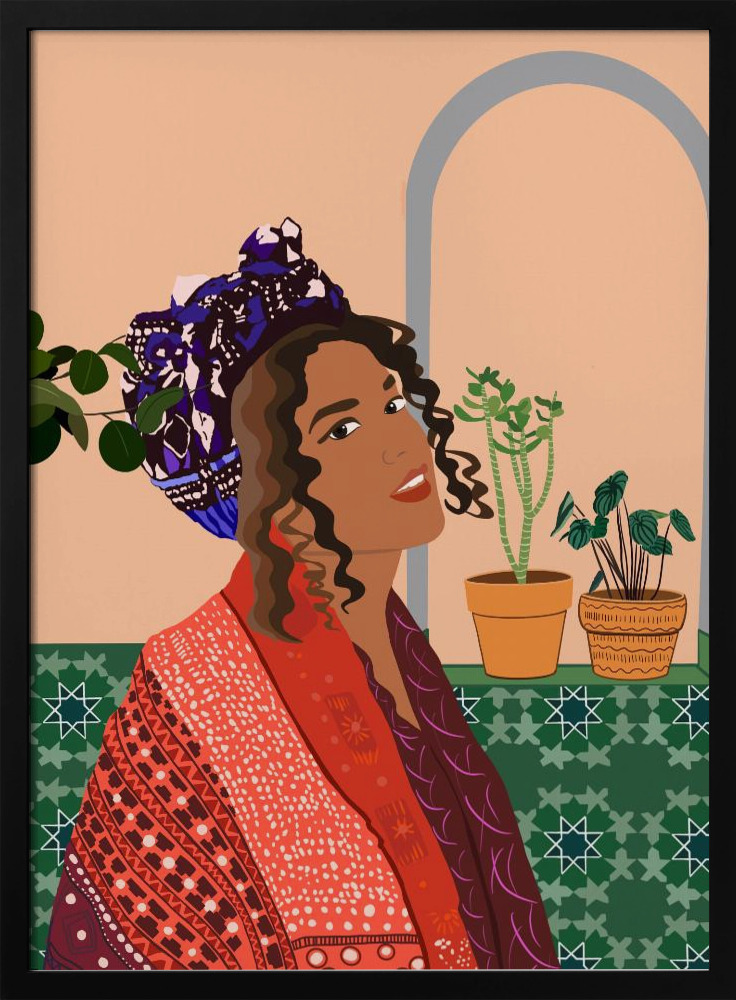 Poster - Colorful Serenity posterframe van donker hout