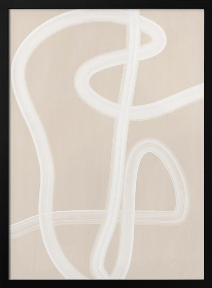 Poster - White Brush Stroke Poster - No.2 dark wood poster frame