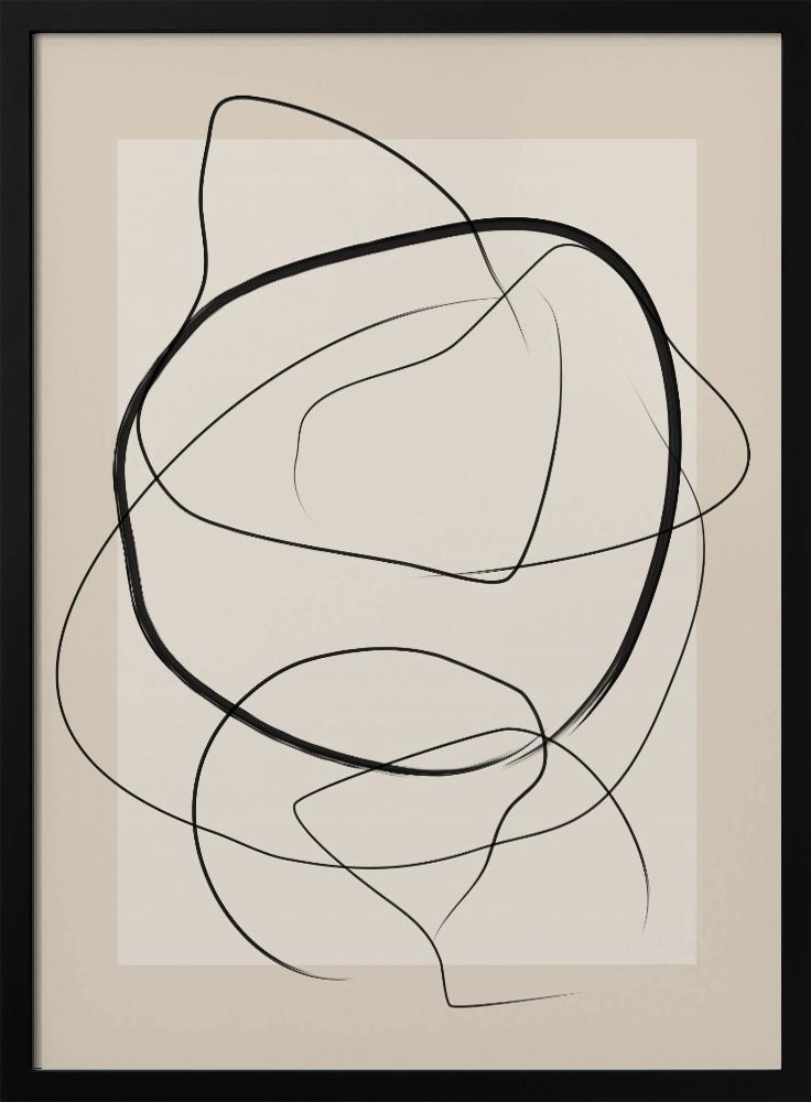 Poster - Soft Abstract Lines Art dark wood poster frame