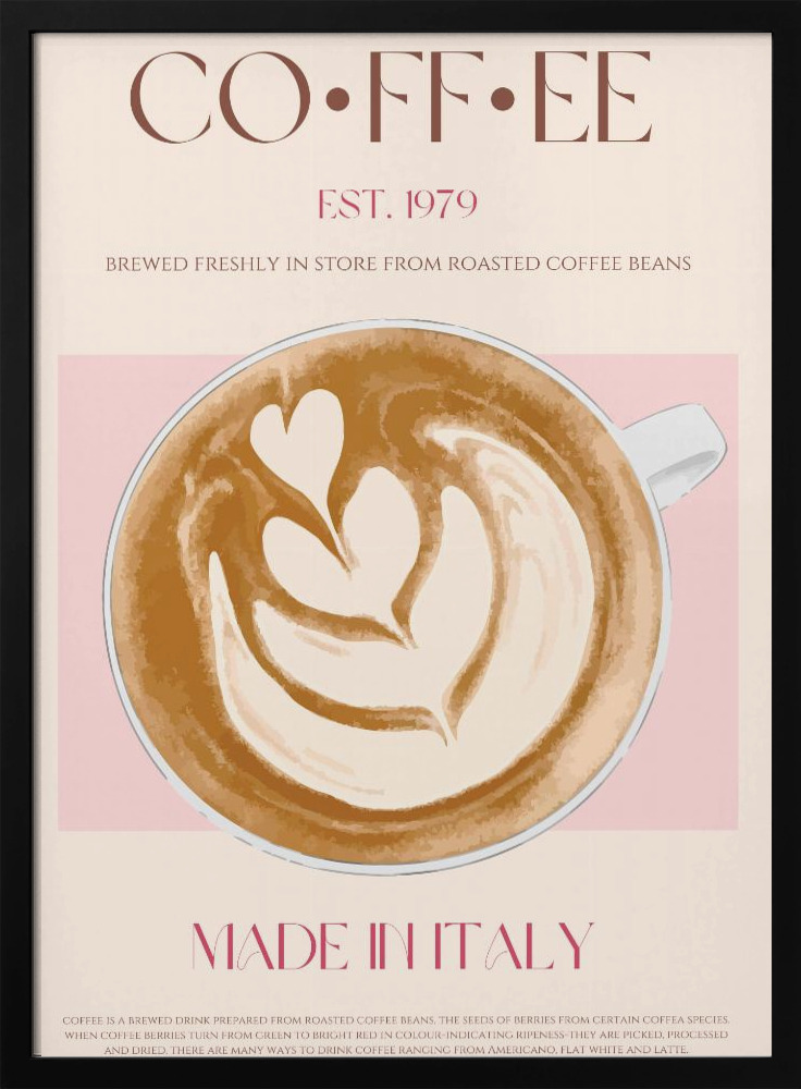 Poster - Coffee Print posterframe van donker hout