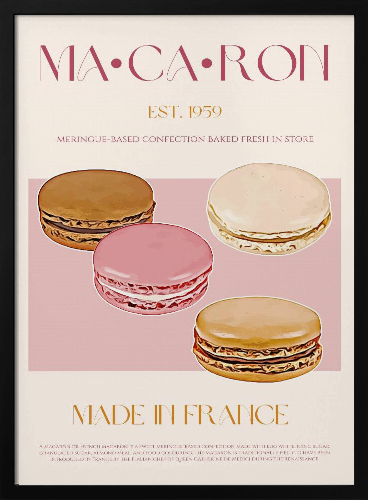 Poster - Macaron Print posterframe van donker hout