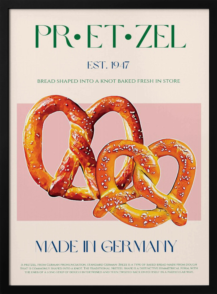 Poster - Pretzel Print posterframe van donker hout