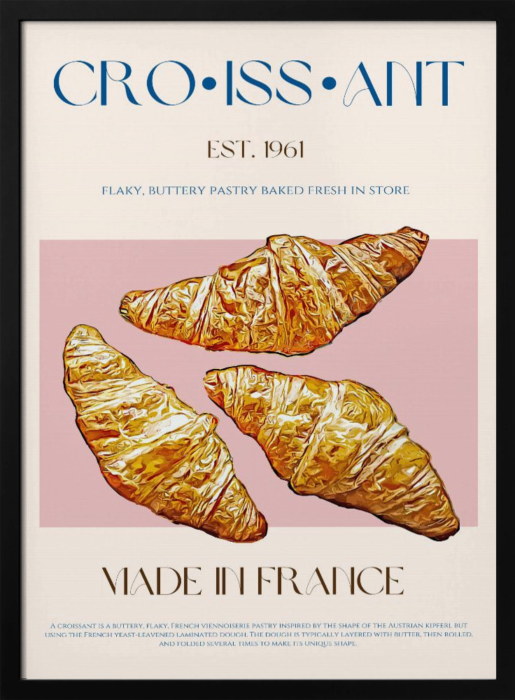 Poster - Croissant Print posterframe van donker hout