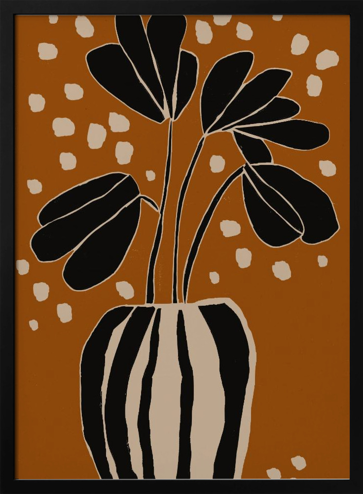 Poster - Ochre Still Life No 4 dark wood poster frame