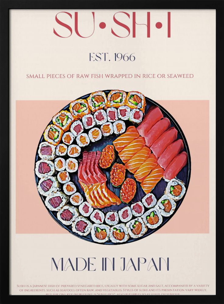 Poster - Sushi dark wood poster frame