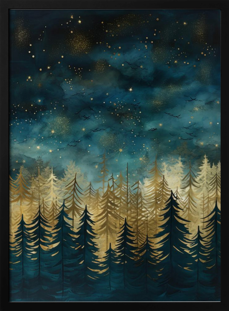 Póster - Teal and Gold 2 dark wood poster frame