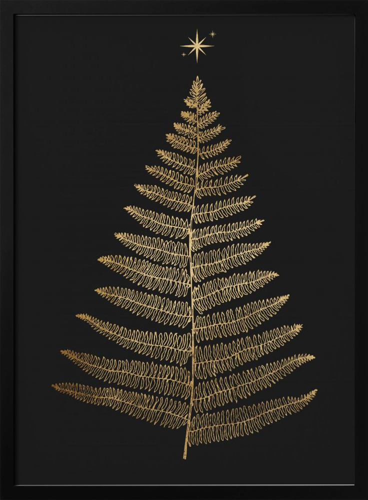 Póster - Shining Bright At Christmas Night dark wood poster frame