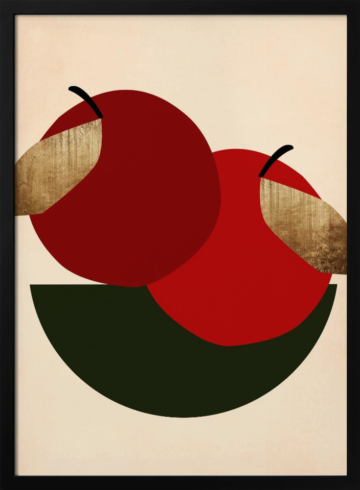 Poster - Two Red Apples dark wood poster frame