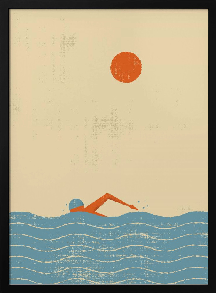 Poster - Swimmer dark wood poster frame