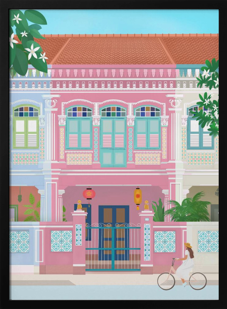 Poster - Singapore dark wood poster frame