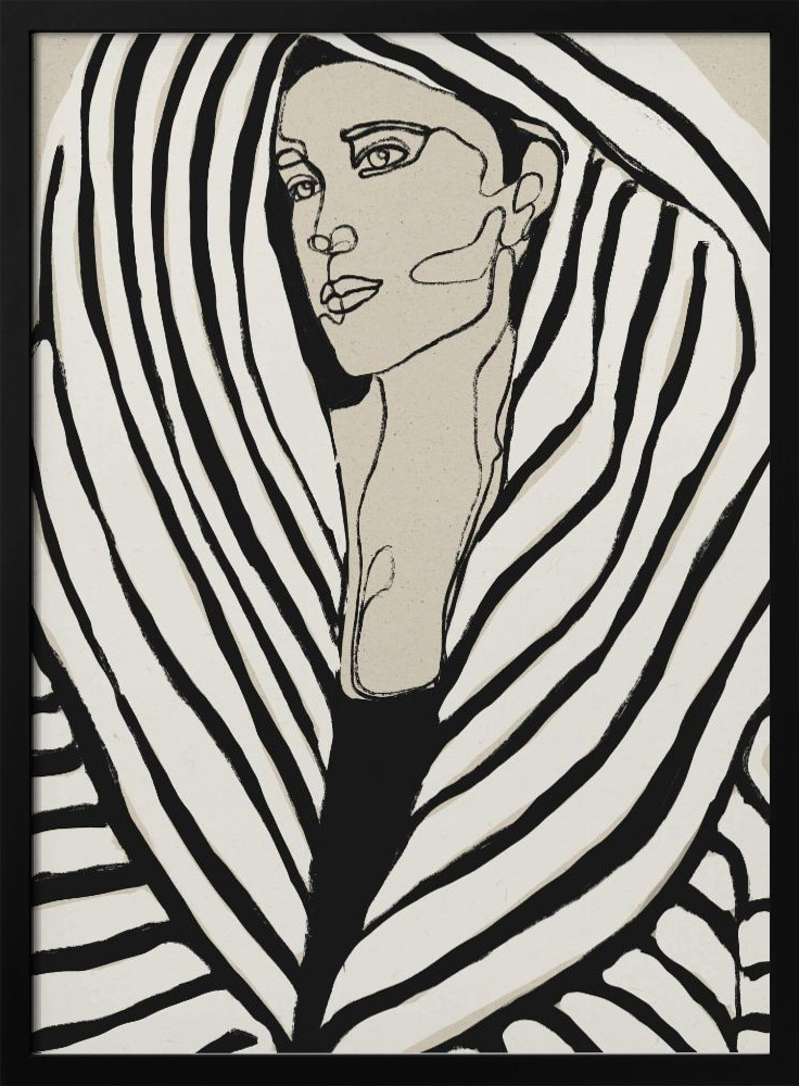 Poster - Striped Coat dark wood poster frame