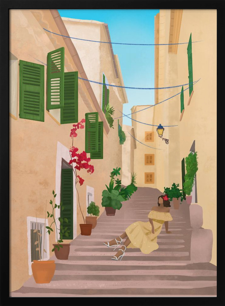 Poster - Mallorca Island dark wood poster frame
