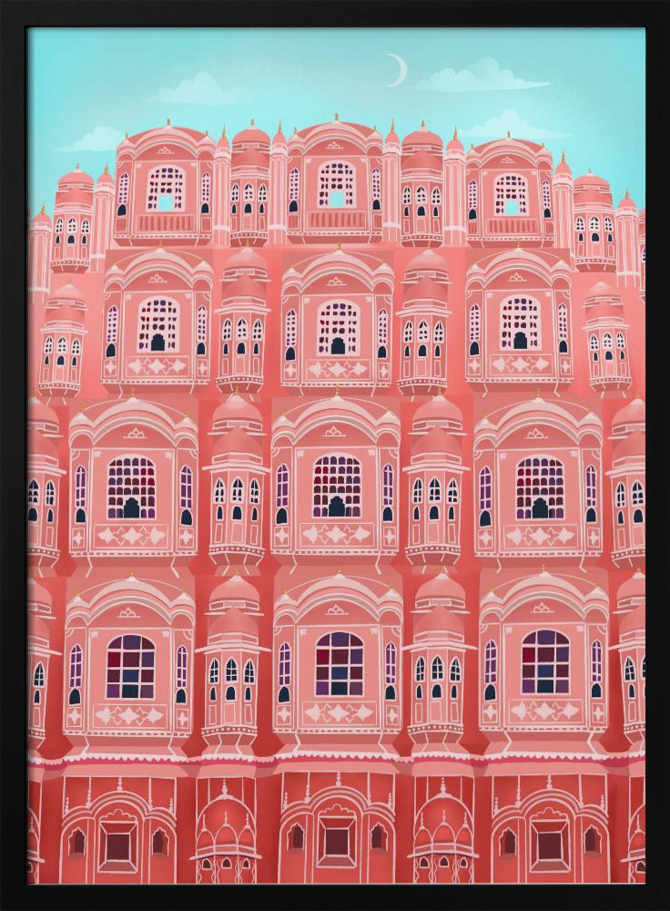 Plakat - Jaipur, India ramka na plakat z ciemnego drewna