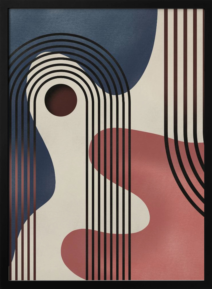Poster - Mid Century Abstract Painting posterframe van donker hout