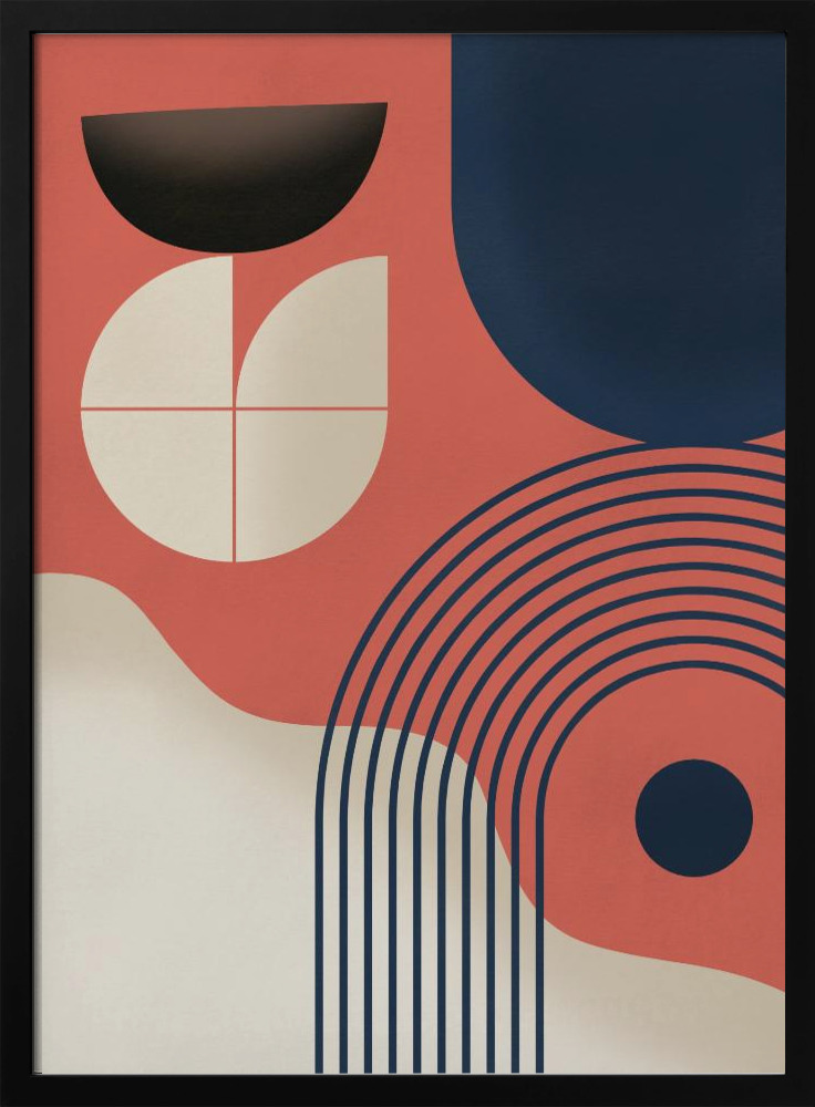 Poster - Mid Century Painting posterframe van donker hout